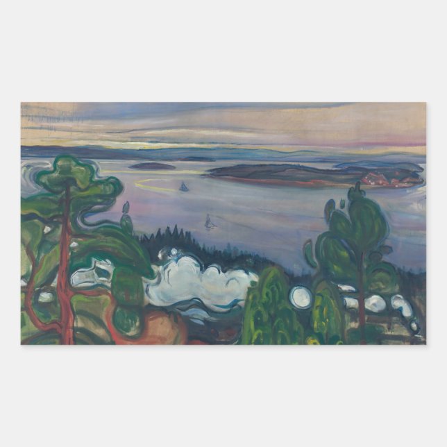 Edvard Munch - Train Smoke Rectangular Sticker (Front)