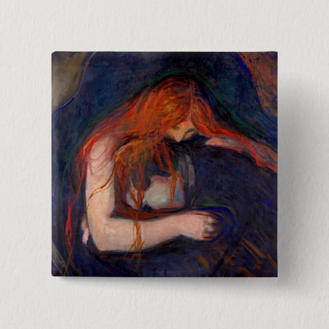 Edvard Munch - Vampire / Love and Pain 15 Cm Square Badge (Front)