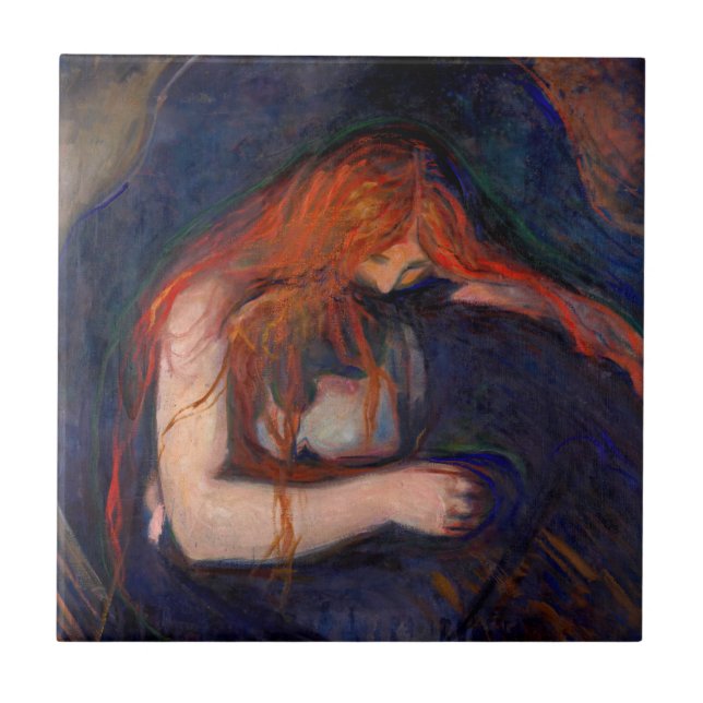 Edvard Munch - Vampire / Love and Pain Ceramic Tile (Front)