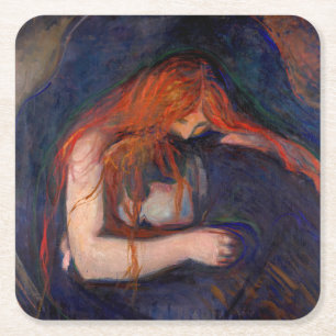 Edvard Munch - Vampire / Love and Pain Square Paper Coaster