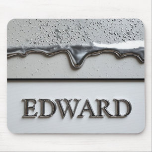 Edward Chrome Nameplate With Liquid Metal Drips Mouse Pad