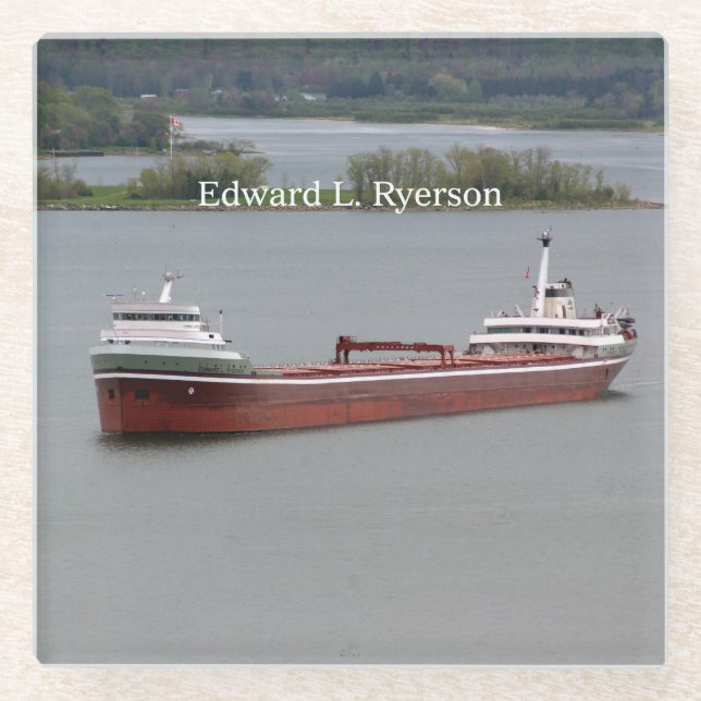 Edward L. Ryerson glass coaster (Front)