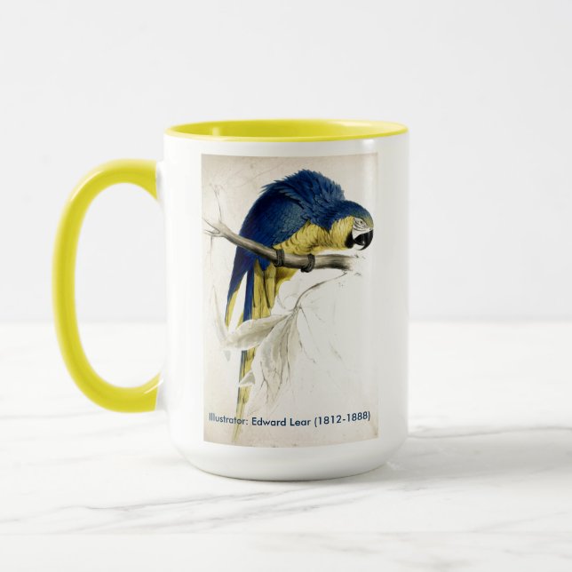 Edward Lear Bird Collection Blue And Yellow Macaw Mug (Left)