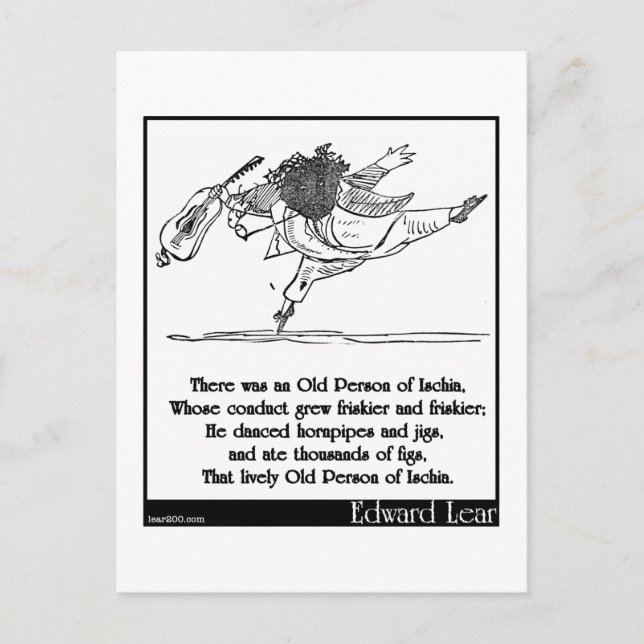 Edward Lear's Old Person of Ischia Limerick Postcard (Front)