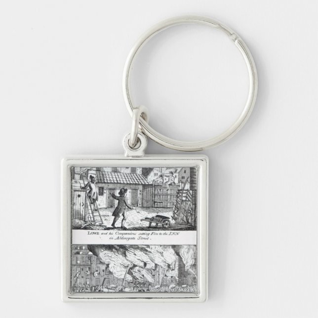 Edward Lowe and his companions setting fire Key Ring (Front)