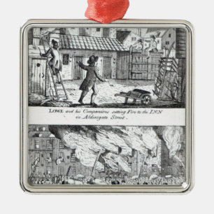 Edward Lowe and his companions setting fire Metal Ornament