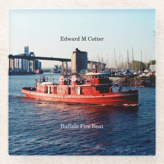 Edward M. Cotter glass coaster (Front)