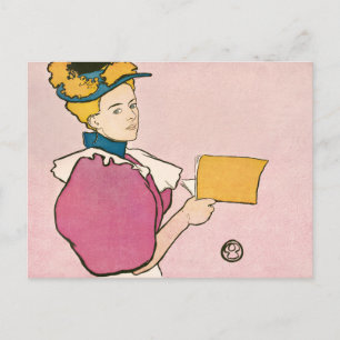 Edward Penfield Illustration of a Woman Poster Pos Postcard