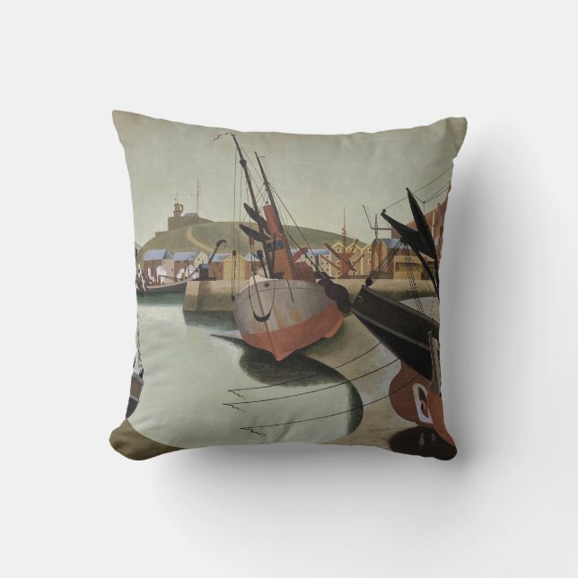 Edward Wadsworth, Seaport, fine art painting, Cushion (Front)