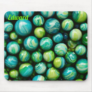 EDWARD ~ Zany Shades Green and Blue ~ Marbles ~ Mouse Pad