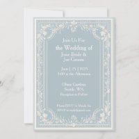 Edwardian blue wedding invitation
