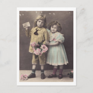 Edwardian Children Boy & Girl 1900s postcard