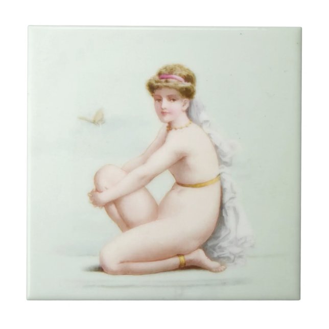 Edwardian Era Angelic Lady Ceramic Tile (Front)