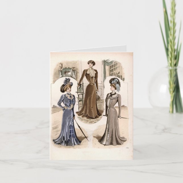 Edwardian Glam Vintage Fashion Illustration  Card (Front)