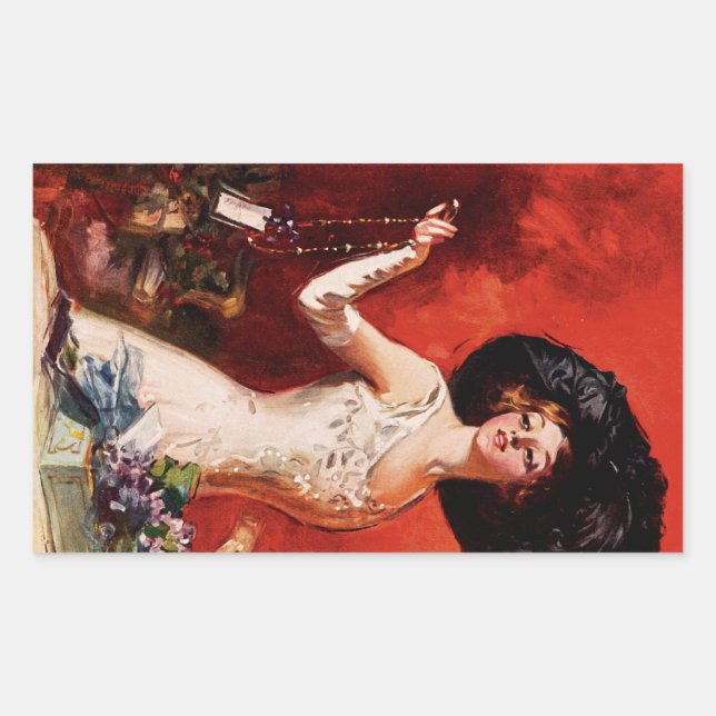 Edwardian Glamour Girl  Rectangular Sticker (Front)