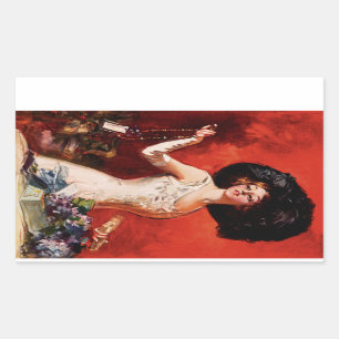 Edwardian Glamour Girl Rectangular Sticker