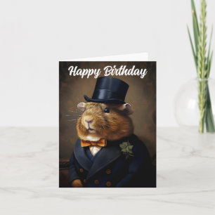 Edwardian Guinea Pig Gentleman Birthday Card