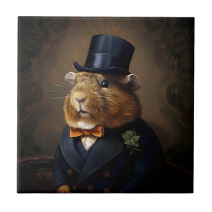 Edwardian Guinea Pig Gentleman Ceramic Tile