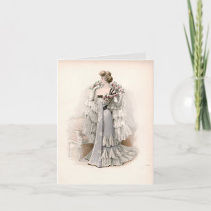 Edwardian Lady Adorned With Roses Vintage Fashion  Card