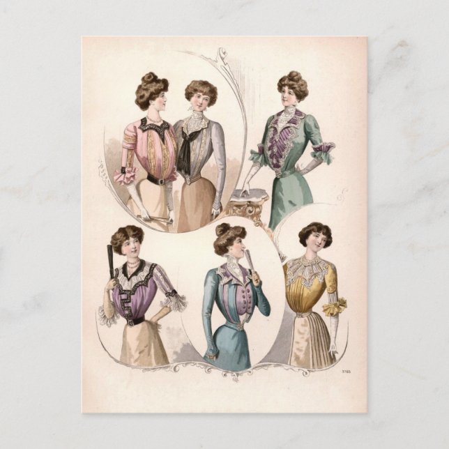 Edwardian Lady Vintage Fashion Illustration Postcard (Front)