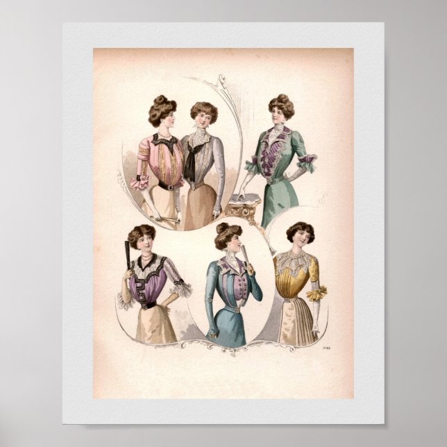 Edwardian Lady Vintage Fashion Illustration Poster (Front)
