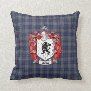 Edwards Family Crest and Tartan Plaid Cushion
