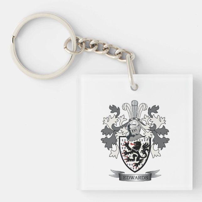 Edwards Family Crest Coat of Arms Key Ring (Front)