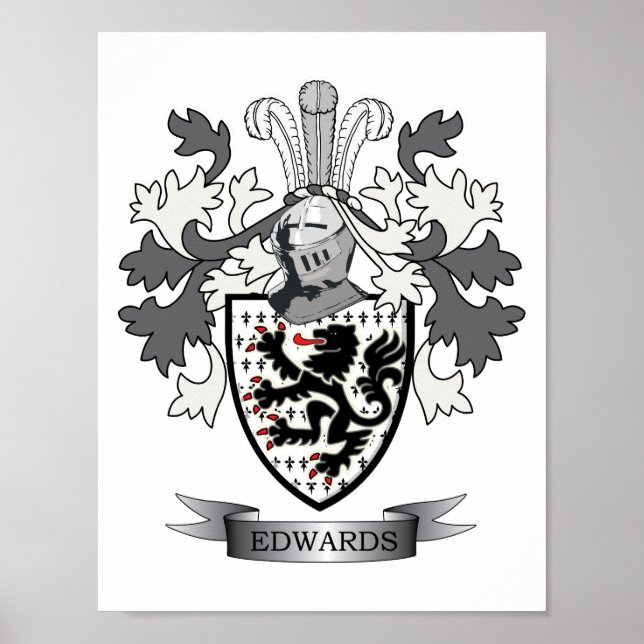 Edwards Family Crest Coat of Arms Poster (Front)
