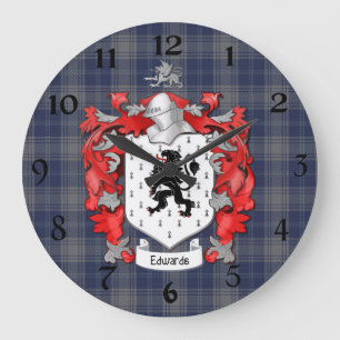 Edwards Family Crest - Wales Large Clock