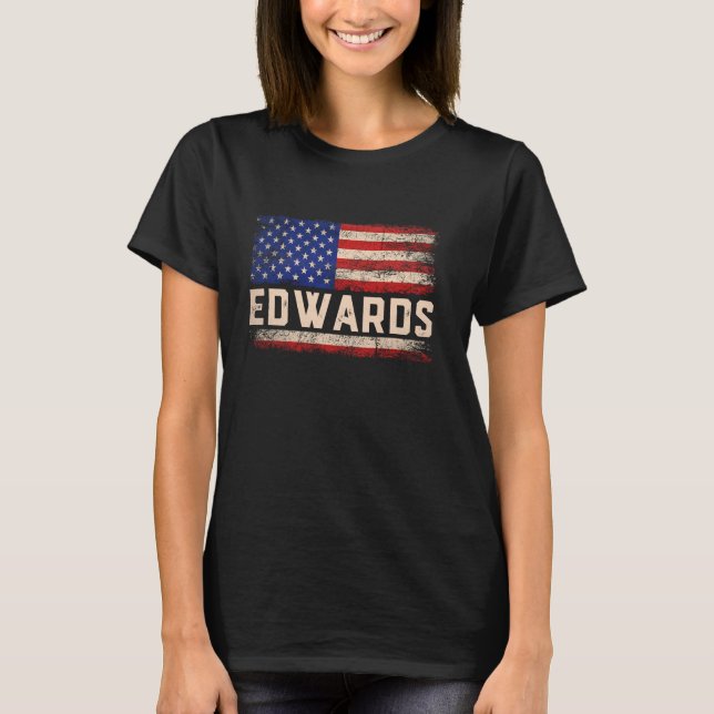 Edwards Last Name Shirt Edwards Name American Flag (Front)