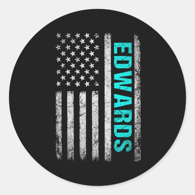 Edwards Name American Flag - Edwards Last Name  Classic Round Sticker (Front)