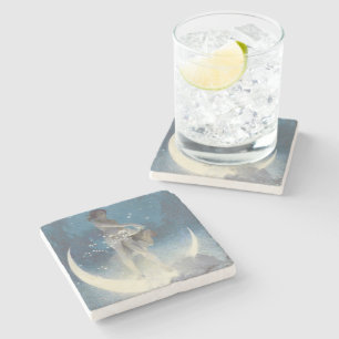 Edwin Blashfield Stars Scattering Art Nouveau Stone Coaster