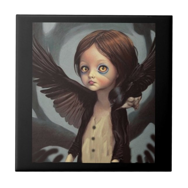 Edwin gothic black crow grunge ceramic tile (Front)