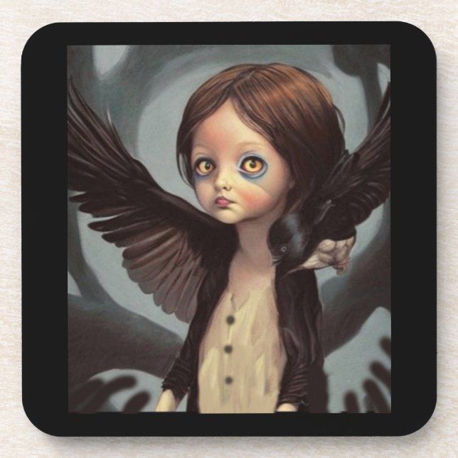 Edwin gothic black crow grunge coaster (Front)
