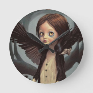 Edwin gothic black crow grunge round clock