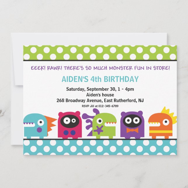 Eeek! Rawr! Monster Invitation (Front)