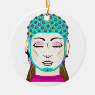EEG device Mind reading scanning Brain signals Ceramic Tree Decoration