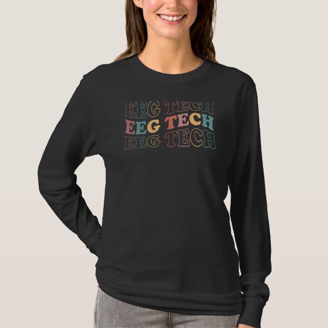Eeg Tech, Funny Camper Gift, Neurology, Brain Wave T-Shirt (Front)