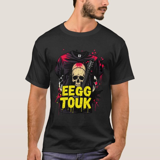 Eegg Touk Electric Guitar & Skulls Grunge T-Shirt  (Front)