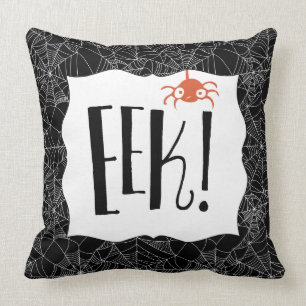 "Eek!" Scary Cute Spider Halloween Design Cushion