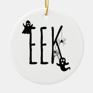 Eek Whimsical Ghosts & Spider Halloween Ceramic Ornament
