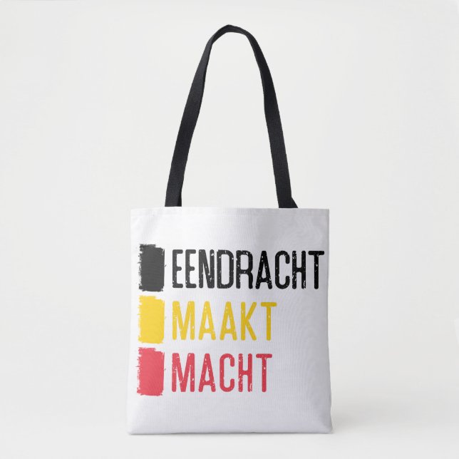Eendracht Maakt Macht Bag, Belgian Motto Tote Bag (Front)
