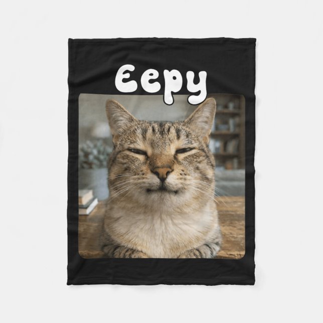 Eepy Cat Silly Sleepy Funny Cat Meme Fleece Blanket (Front)
