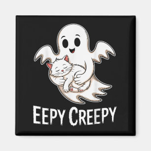 Eepy creepy – cute sleepy cat and ghost halloween magnet