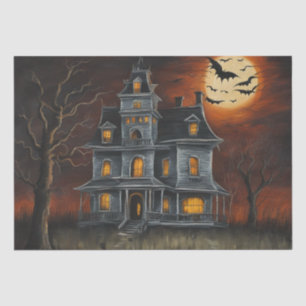Eerie Abode: Haunted House Painting Decoupage  Tissue Paper