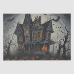 Eerie Abode: Haunted House Painting Decoupage  Tissue Paper