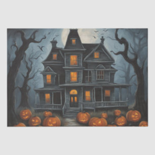 Eerie Abode: Haunted House Painting Decoupage  Tissue Paper