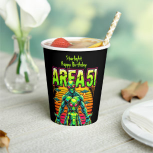 Eerie Aliens Wander Near Area 51 Under Neon Skies Paper Cups