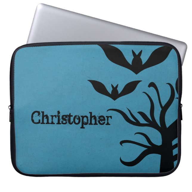 Eerie Bats Electronics Sleeve, Blue Laptop Sleeve (Front)