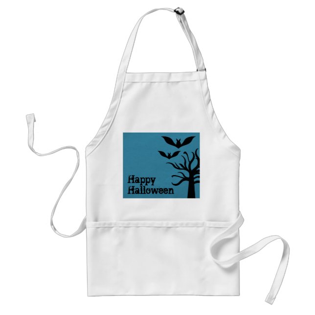 Eerie Bats Halloween Apron, Blue Standard Apron (Front)